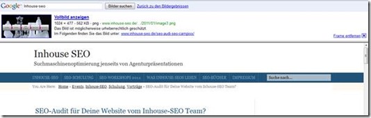 Bilderranking zu Inhouse-SEO