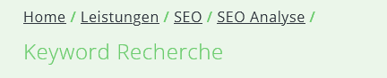 Breadcrumb: Der Seitenpfad hilft bei der Orientierung.