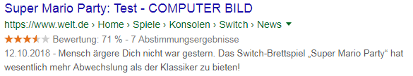 Darstellung des Breadcrumb als Rich Snippet Suchergebnis
