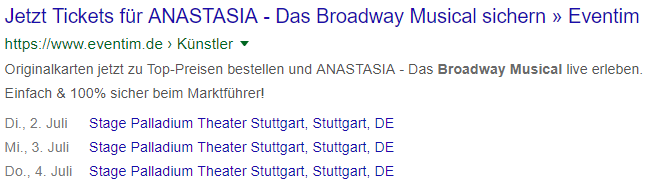 Abbildung 1 - Suchanfrage zu Musical Tickets