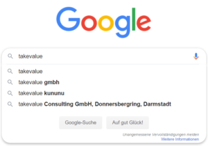 Google Suggest zum Keyword takevalue