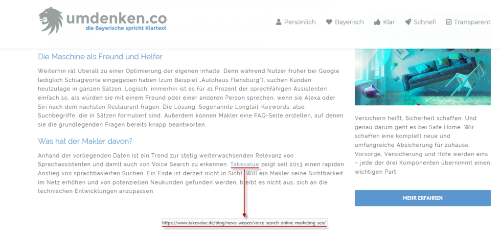 Beispiel für einen Backlink
