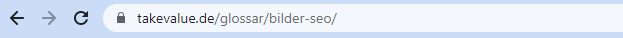 Beispiel für eine gute URL Struktur takevalue.de/glossar/bilder-seo/